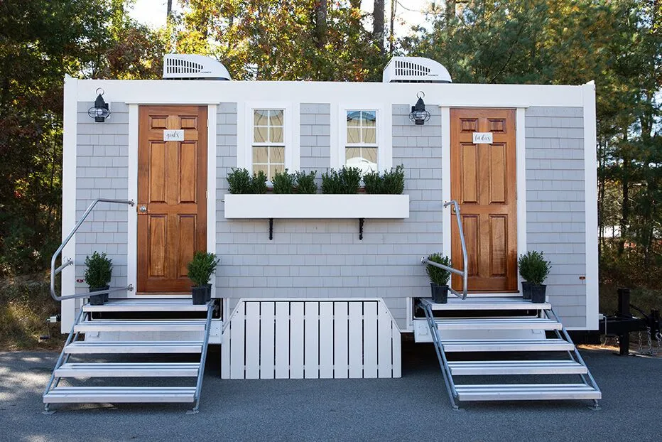 Wedding restroom units discretely staged at a venue in Woburn, Massachusetts